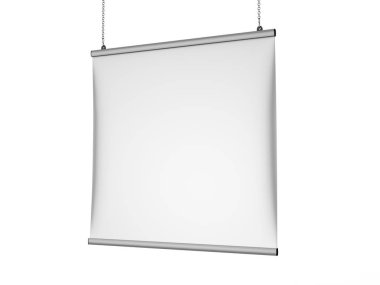 Alüminyum kaplama Tavan Banner poster askısı, Asma Posterler Poster Askısı. 3d resimleme.