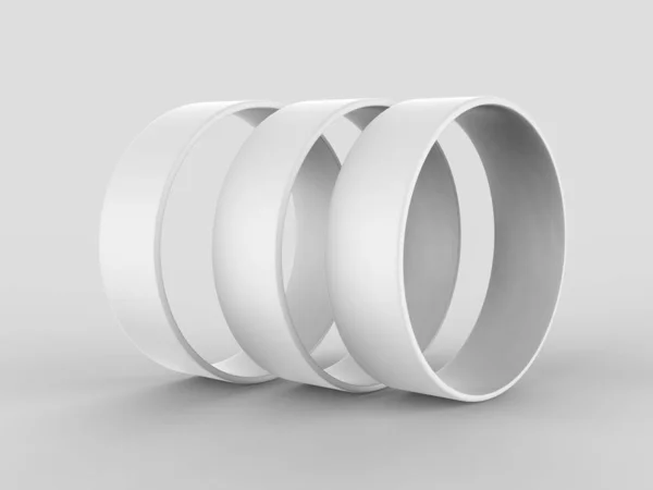 Blank Silicone Wristband, Rubber Bracelet or Party Favor For mockup Design. 3D Render Illustration.