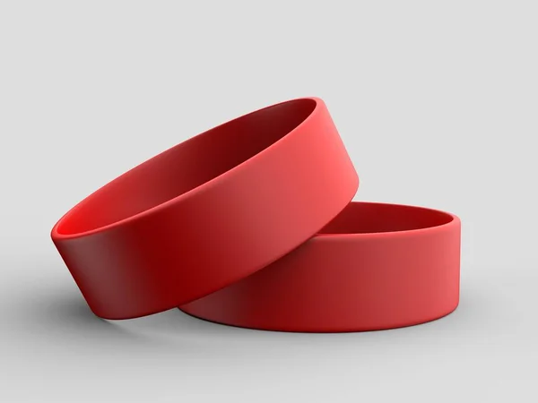 Blank Silicone Wristband, Rubber Bracelet or Party Favor For mockup Design. 3D Render Illustration.