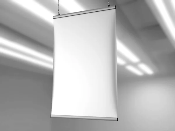 Alüminyum kaplama Tavan Banner poster askısı, Asma Posterler Poster Askısı. 3d resimleme.