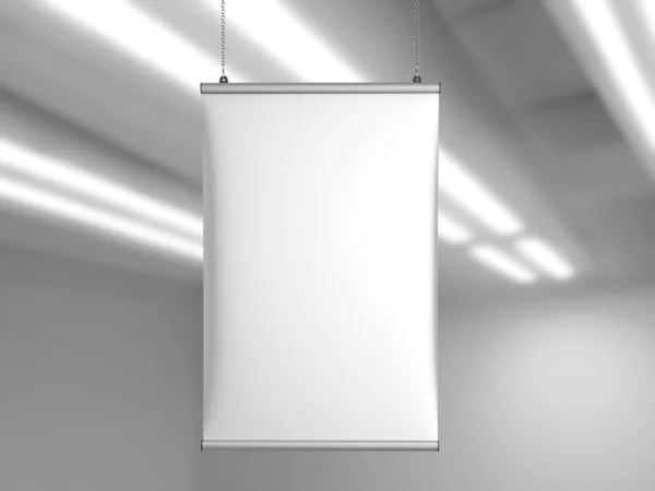 Alüminyum kaplama Tavan Banner poster askısı, Asma Posterler Poster Askısı. 3d resimleme.
