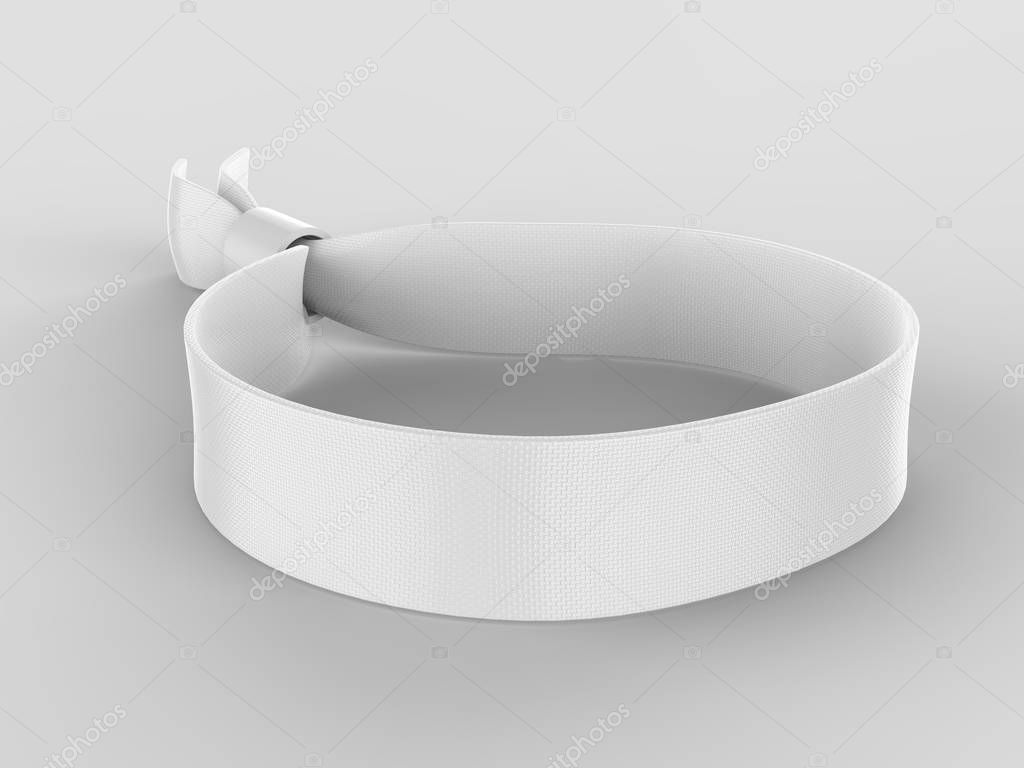 Blank fabric wristband for mock up design. 3d render illustration