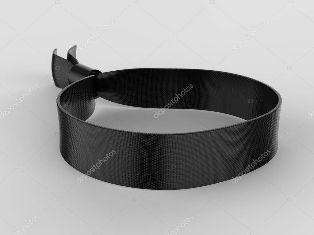 Blank fabric wristband for mock up design. 3d render illustration