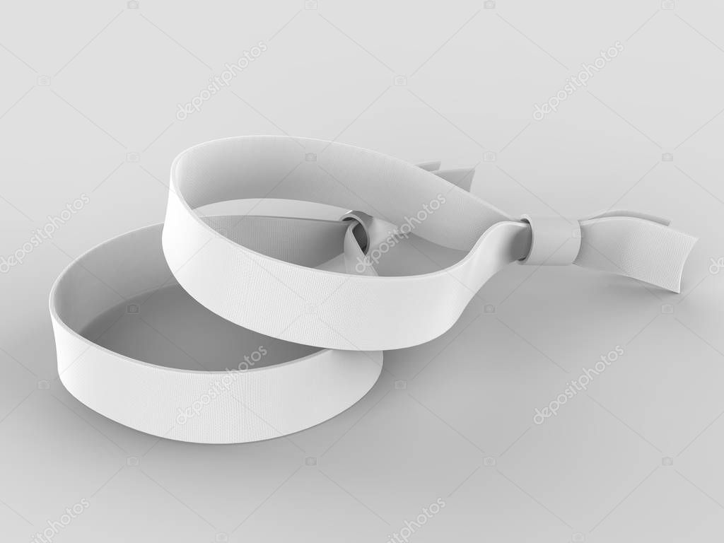 Blank fabric wristband for mock up design. 3d render illustration
