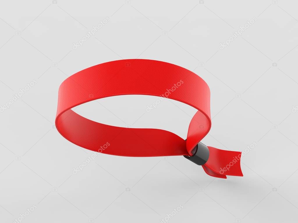 Blank fabric wristband for mock up design. 3d render illustration