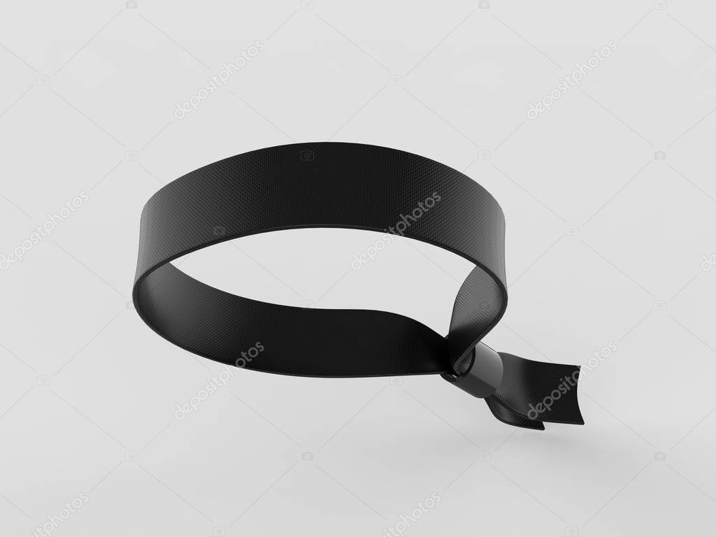 Blank fabric wristband for mock up design. 3d render illustration