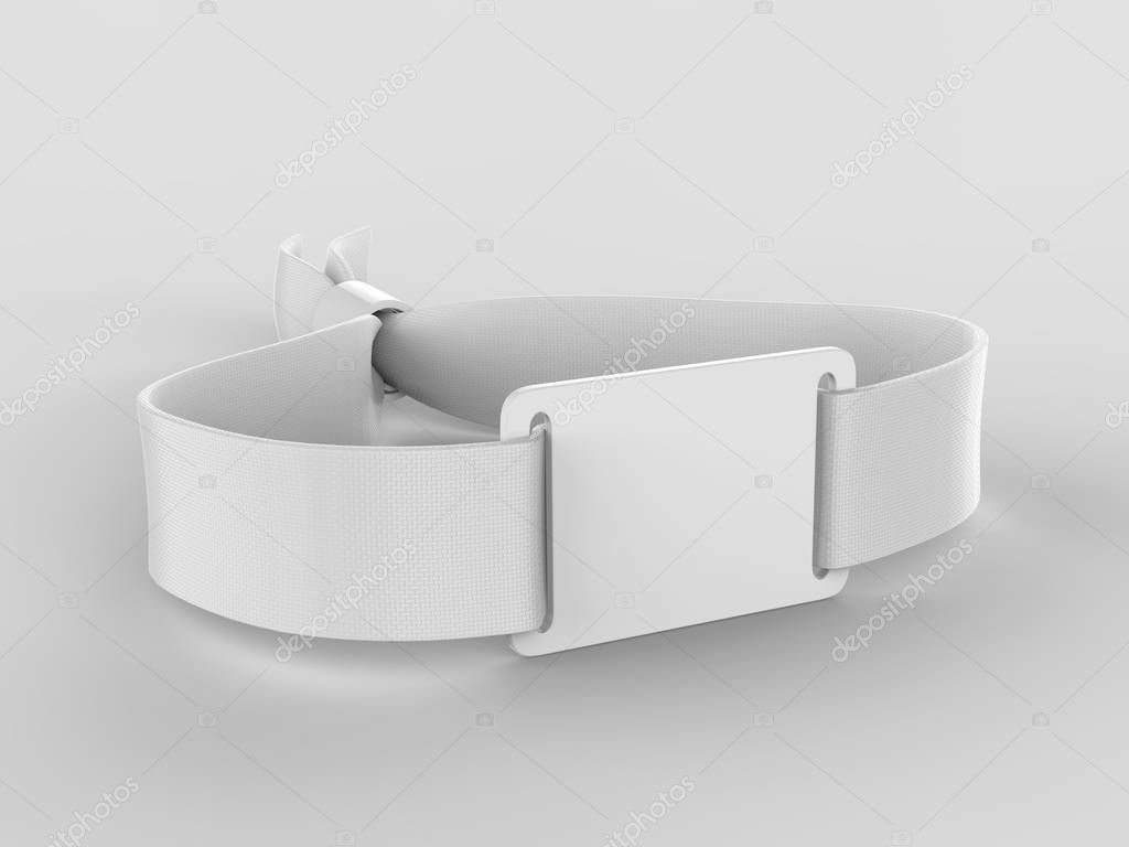 Blank fabric wristband for mock up design. 3d render illustration