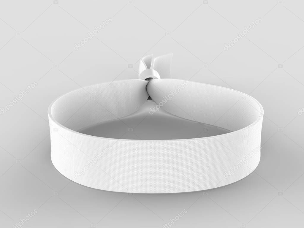Blank fabric wristband for mock up design. 3d render illustration