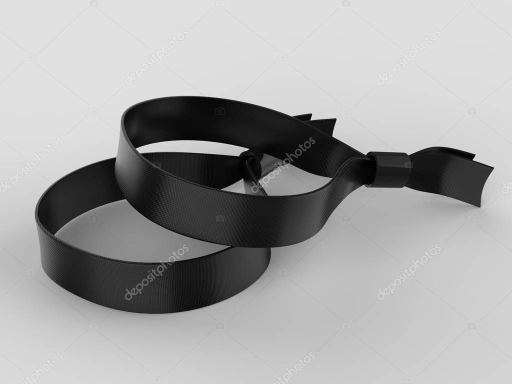 Blank fabric wristband for mock up design. 3d render illustration