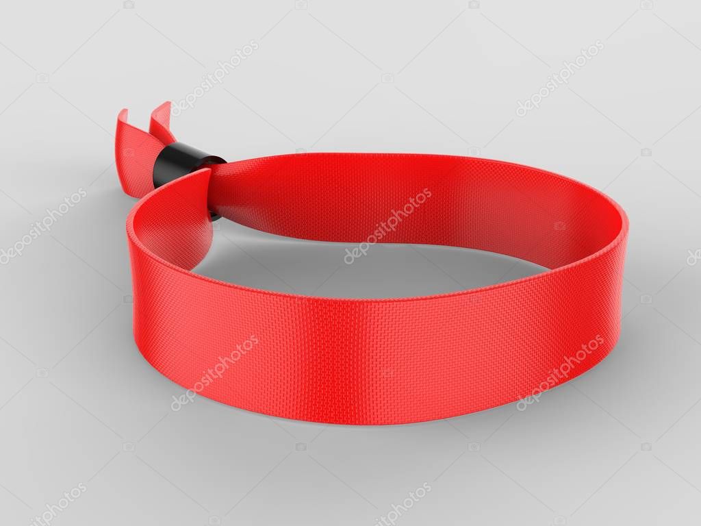 Blank fabric wristband for mock up design. 3d render illustration