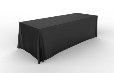 Fuar sergi reklam koşucusu tablo ayarlanabilir bez Banner veya Masa kapağı. 3d render illüstrasyon.