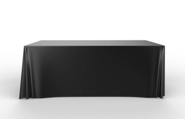 Fuar sergi reklam koşucusu tablo ayarlanabilir bez Banner veya Masa kapağı. 3d render illüstrasyon.