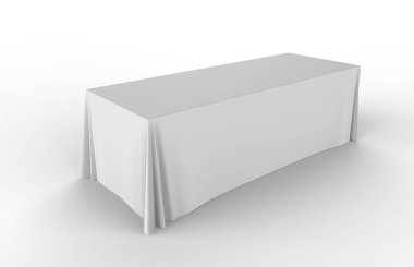 Fuar sergi reklam koşucusu tablo ayarlanabilir bez Banner veya Masa kapağı. 3d render illüstrasyon.