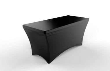 Fuar sergi reklam koşucusu tablo ayarlanabilir bez Banner veya Masa kapağı. 3d render illüstrasyon.