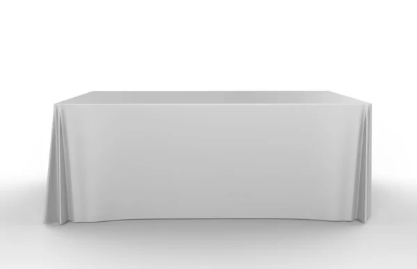 Fuar sergi reklam koşucusu tablo ayarlanabilir bez Banner veya Masa kapağı. 3d render illüstrasyon.