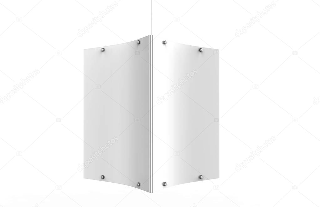 Download Ceiling Dangler Hardware Holds Three Graphic Panels 3d Render Illustration 297076390 Larastock