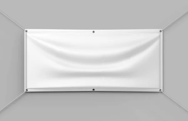 Boş Beyaz Kapalı açık Kumaş & Scrim Vinil Banner baskı tasarım sunumu için. 3d render illüstrasyon.