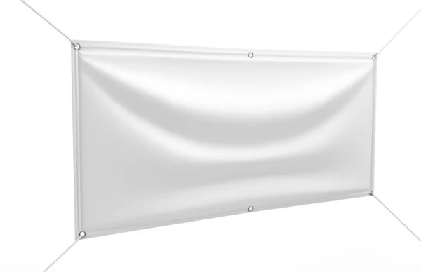 Boş Beyaz Kapalı açık Kumaş & Scrim Vinil Banner baskı tasarım sunumu için. 3d render illüstrasyon.
