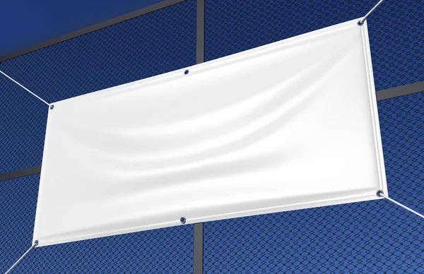 Boş Beyaz Kapalı açık Kumaş & Scrim Vinil Banner baskı tasarım sunumu için. 3d render illüstrasyon.