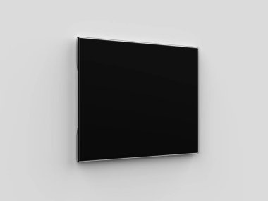 Tasarım sunumu için boş akrilik etiket tutucu duvar masaüstü yapıştırıcı düz etiket tutucu fiyat kartı etiket işareti çerçeve tasarım sunumu, 3d render illüstrasyon.