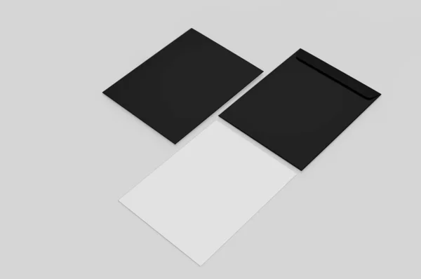 Boş Beyaz Zarf Maket Boş Şablon Render Illüstrasyon — Stok fotoğraf