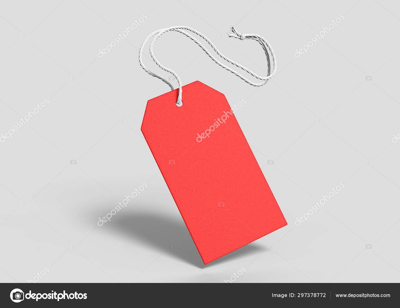 Blank tag with string isolated on white background