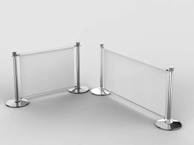 Boş tüp kafe bariyer dükkânı yan tabela standı. 3d resimleme.