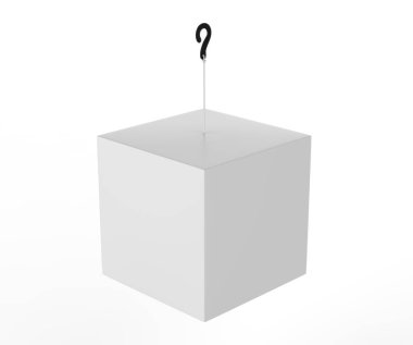 Blank Advertising PVC  Promotional cube Dangler And Hanging box For Design Presentation. 3d Render Illustration. clipart