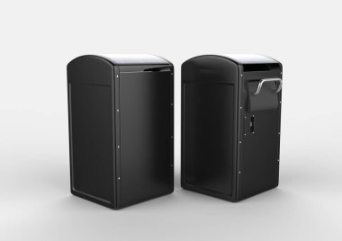 Baskı Tasarımı için Boş Güneş Enerjili Çöp Kompaktör Bin. 3d render İllüstrasyon.