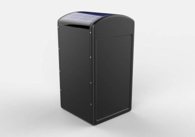 Baskı Tasarımı için Boş Güneş Enerjili Çöp Kompaktör Bin. 3d render İllüstrasyon.