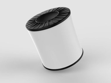 Tasarım sunumu için boş silindirik olay kutusu. 3d illüstrasyon.