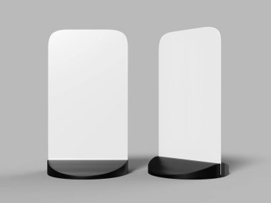 Acm kurulu reklam açık patika işareti ve wobbler. 3d render illüstrasyon.