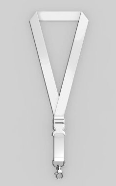 Metal snap kanca ve çıkarılabilir plastik toka ile Boş Lanyard. 3d render illüstrasyon.