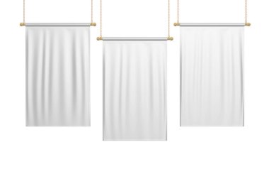 Boş Dikey Bayrak Banner Şablonu ile alay edin. 3d illüstrasyon.
