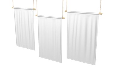 Boş Dikey Bayrak Banner Şablonu ile alay edin. 3d illüstrasyon.
