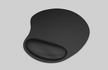Marka veya tasarım sunumu için bilgisayar faresi ile boş fare altlığı. 3d render illüstrasyon.