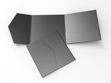 Boş gerçekçi davetiye zarfı alay. 3d render illüstrasyon.