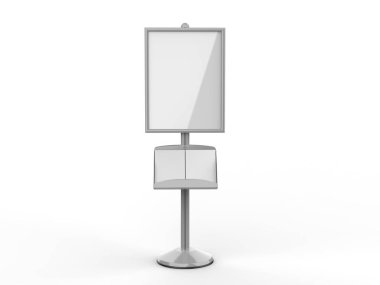 Zemin ayakta poster ekran tutucu snap frame standı, Reklam İşaret Tutucu, 3d render illüstrasyon.