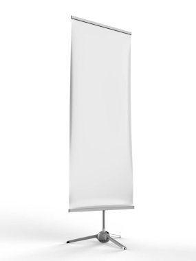Tasarım sunumu için Blank Stand Banner. 3d resimleme.