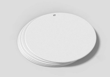 Sahte tasarım için boş etiket. Fiyat etiketi, hediye etiketi, satış etiketi, adres etiketi gri arka planda yalıtılmış. 3d render illüstrasyon
