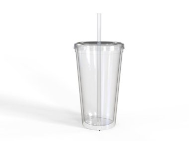  Saman ile Çift Duvar Akrilik Tumbler. 3d illüstrasyon.