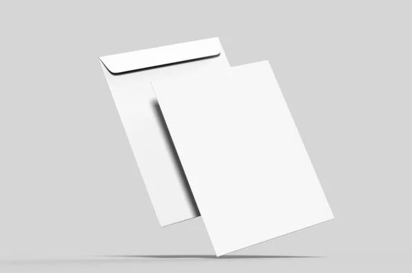 Blanco Witte Enveloppe Model Blanco Template Illustratie Weergeven — Stockfoto