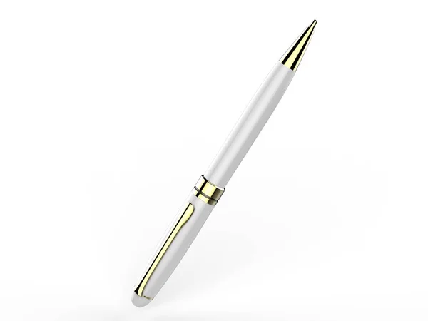 Penna Metallo Bianco Isolato Sfondo Bianco Branding Illustrazione Rendering — Foto Stock