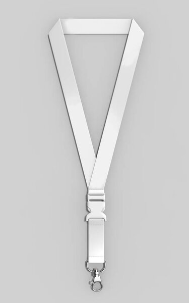 Blank Lanyard with metal snap hook and detachable plastic buckle. 3d render illustration.