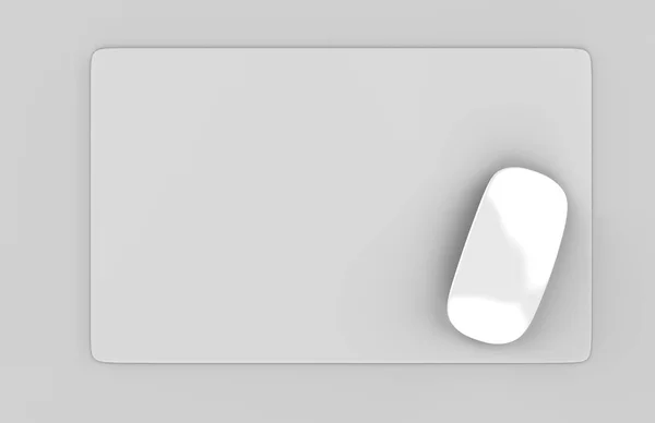 Üres Egérpad Számítógépes Egérrel Márkajelzésre Vagy Dizájnbemutatóra Renderelés Szemléltetése — Stock Fotó