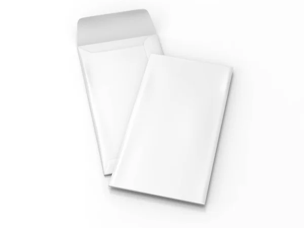 Envelope Realista Branco Ilustração Renderização — Fotografia de Stock