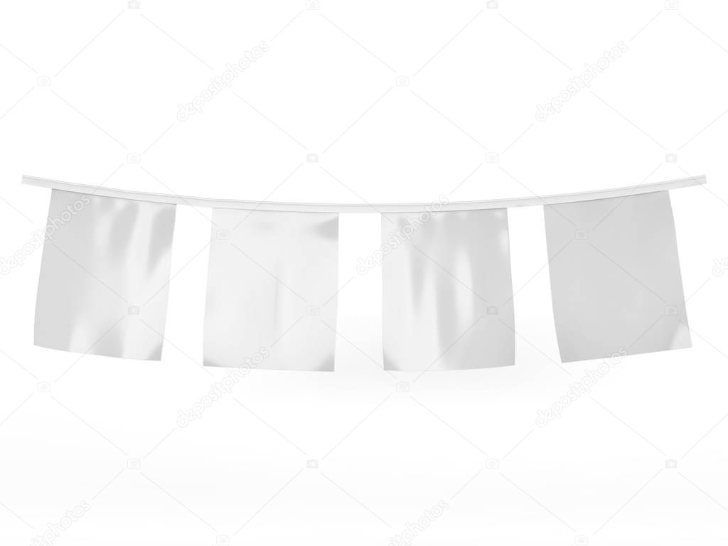 Blank Synthetic Bunting Promotional Advertising for design presentation . 3d render illustration.