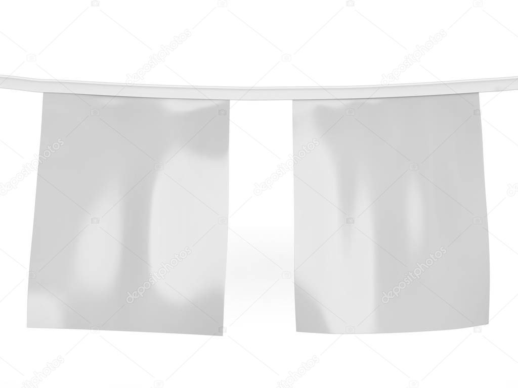 Blank Synthetic Bunting Promotional Advertising for design presentation . 3d render illustration.