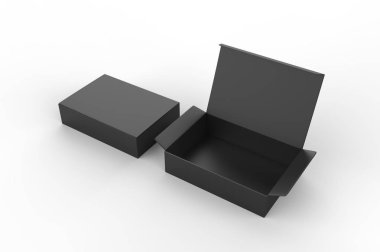 Marka için boş sıkıştırma kilidi kağıt kutusu. 3d render illüstrasyon.