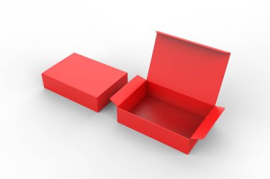 Marka için boş sıkıştırma kilidi kağıt kutusu. 3d render illüstrasyon.